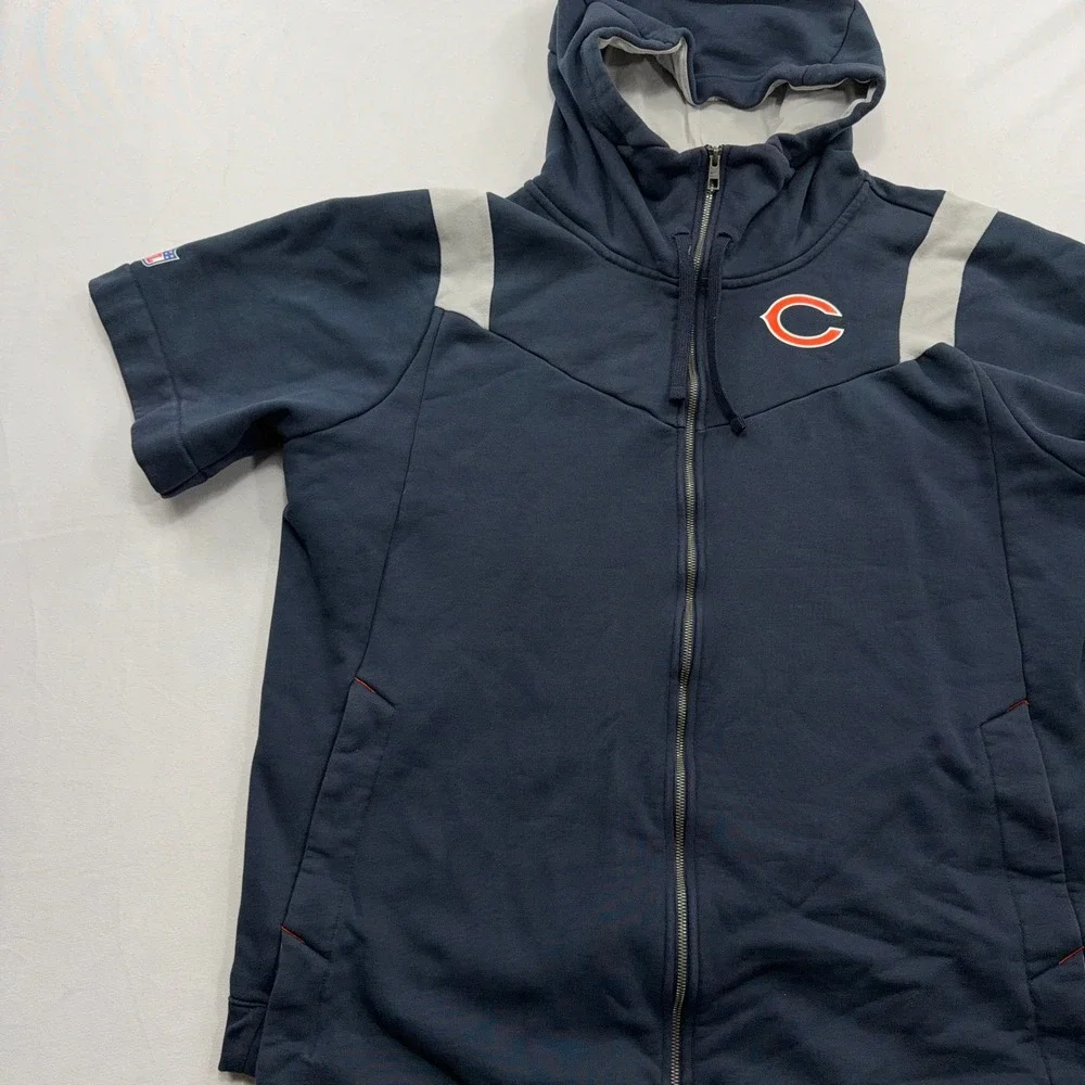 Nike Hoodie Chicago Bears NFL Onfield Full Zip Short Sleeve Navy Mens 3XL